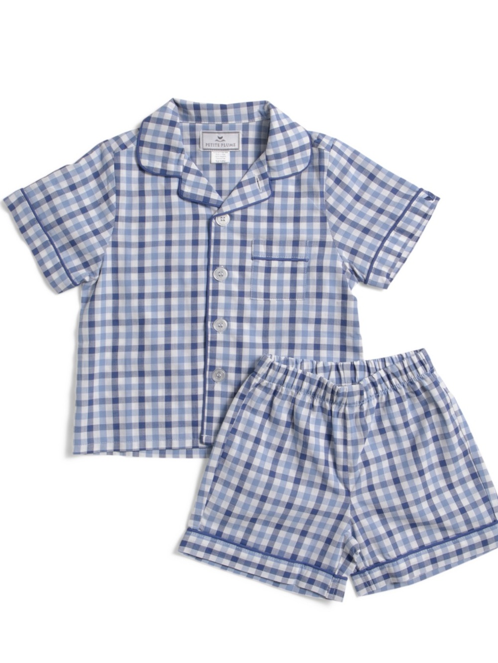 Petite Plume Gingham Shorts Pajama Set